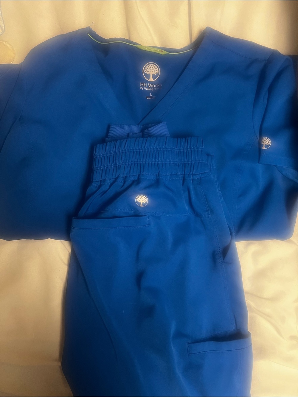 healing hands Royal Blue V-Neck Scrub Top